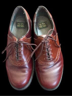 NUNN BUSH Monroe Mens Saddle Oxford Leather Burgundy Shoes Sz 9.5